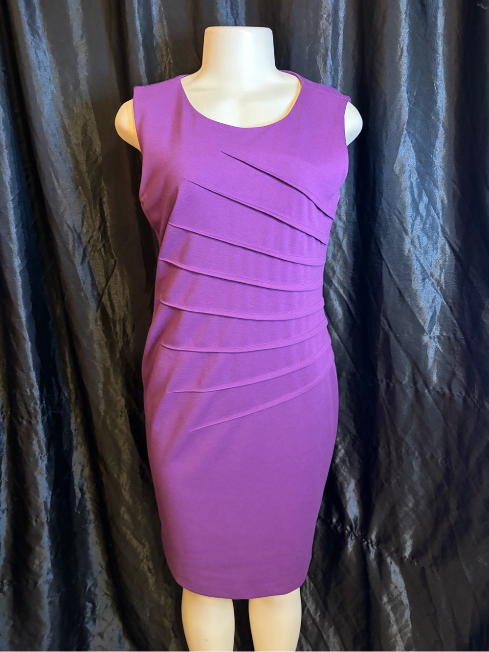 Calvin Klein Magenta Pleated Sheath Dress